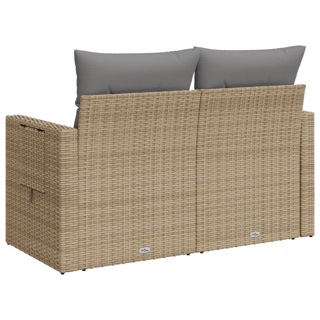 Tuinbank 2-zits met kussens poly rattan beige is nu te koop bij PeponiXL, paradijselijk wonen!