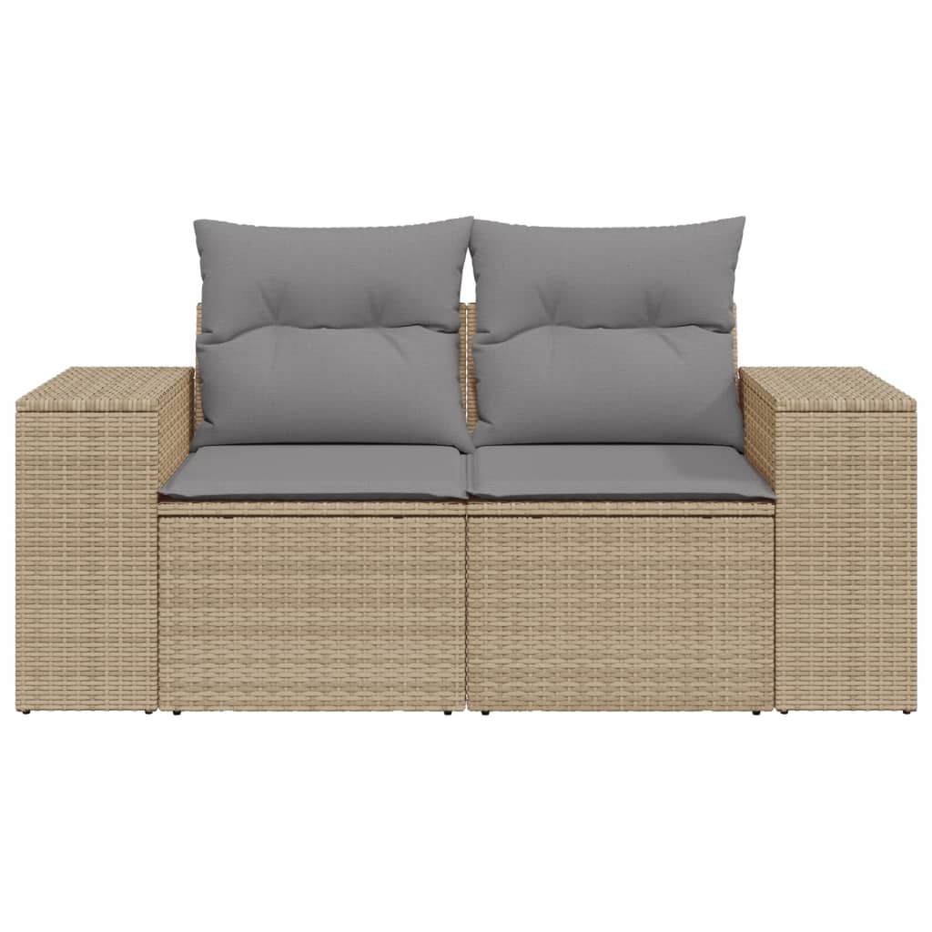 Tuinbank 2-zits met kussens poly rattan beige is nu te koop bij PeponiXL, paradijselijk wonen!
