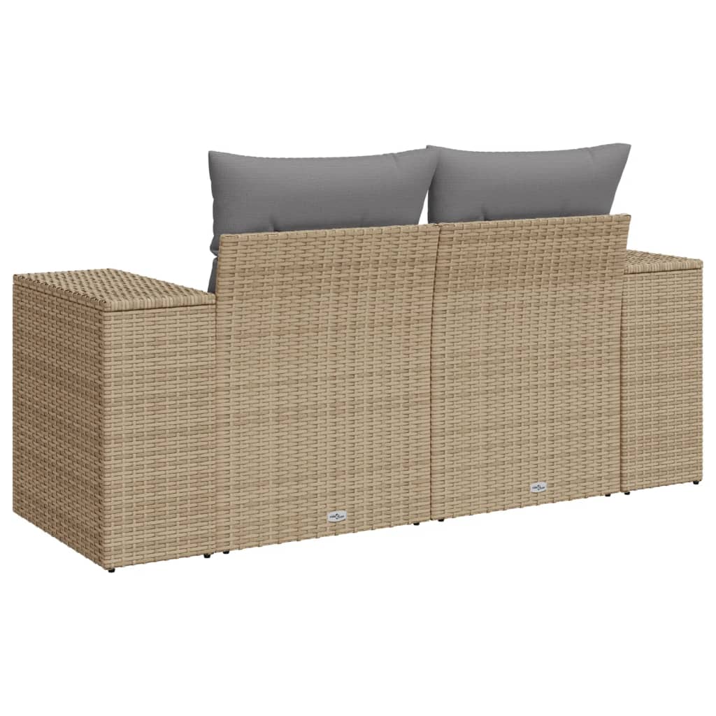 Tuinbank 2-zits met kussens poly rattan beige is nu te koop bij PeponiXL, paradijselijk wonen!