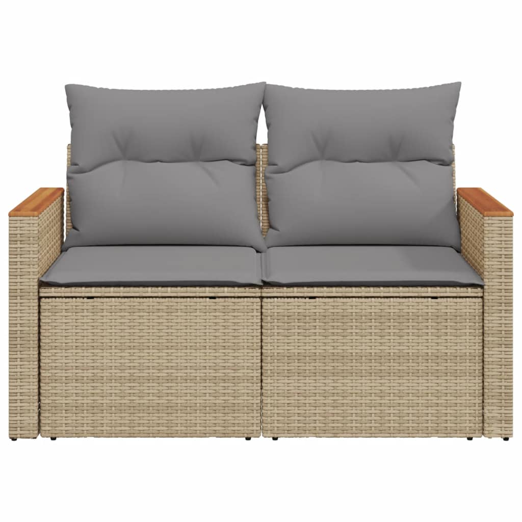 Tuinbank 2-zits met kussens poly rattan beige is nu te koop bij PeponiXL, paradijselijk wonen!
