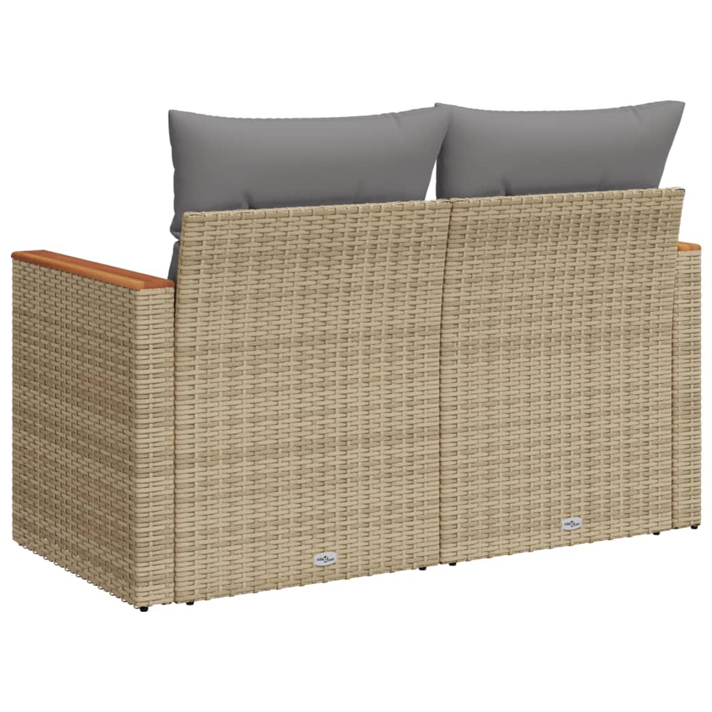 Tuinbank 2-zits met kussens poly rattan beige is nu te koop bij PeponiXL, paradijselijk wonen!