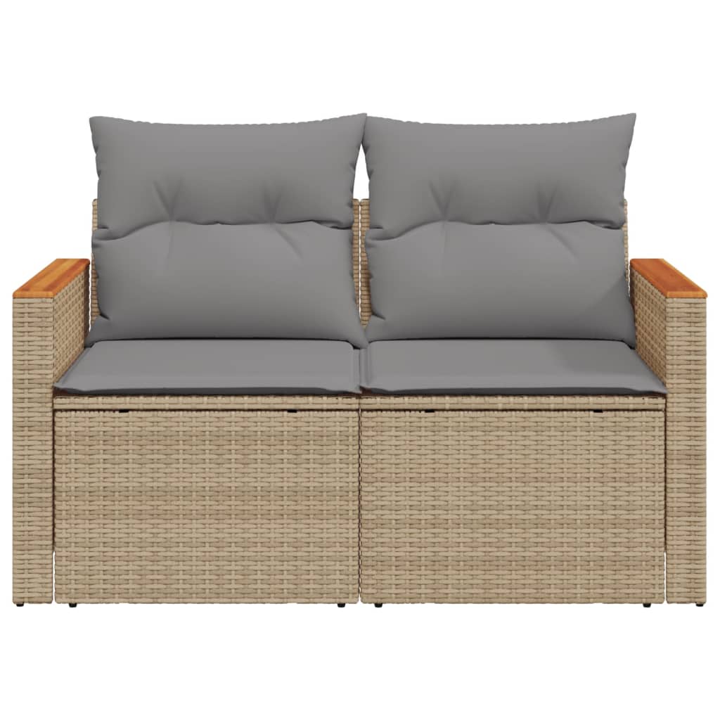 Tuinbank 2-zits met kussens poly rattan beige is nu te koop bij PeponiXL, paradijselijk wonen!