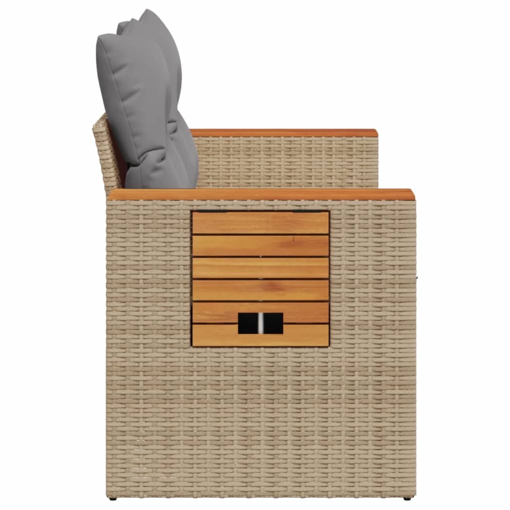 Tuinbank 2-zits met kussens poly rattan beige is nu te koop bij PeponiXL, paradijselijk wonen!