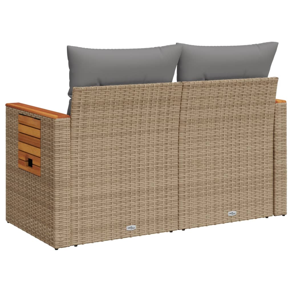 Tuinbank 2-zits met kussens poly rattan beige is nu te koop bij PeponiXL, paradijselijk wonen!