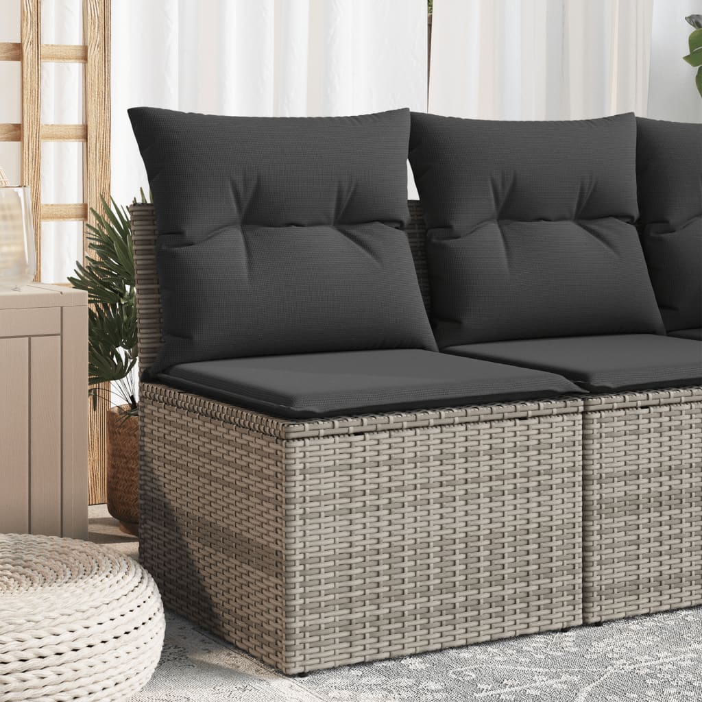 Tuinbank zonder armleuning met kussens poly rattan grijs is nu te koop bij PeponiXL, paradijselijk wonen!