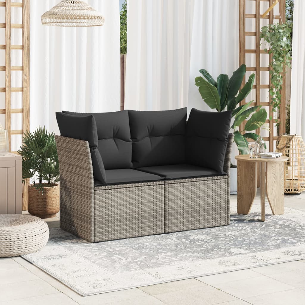 Tuinbank 2-zits met kussens poly rattan grijs is nu te koop bij PeponiXL, paradijselijk wonen!