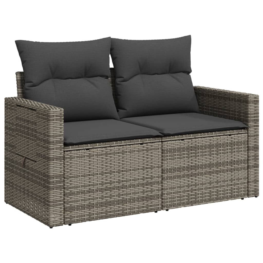 Tuinbank 2-zits met kussens poly rattan grijs is nu te koop bij PeponiXL, paradijselijk wonen!
