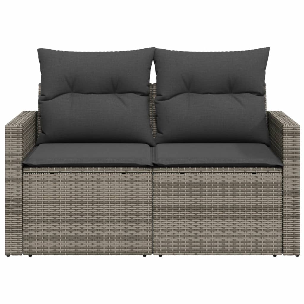 Tuinbank 2-zits met kussens poly rattan grijs is nu te koop bij PeponiXL, paradijselijk wonen!
