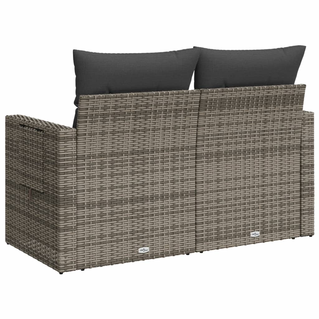 Tuinbank 2-zits met kussens poly rattan grijs is nu te koop bij PeponiXL, paradijselijk wonen!