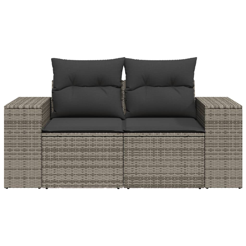 Tuinbank 2-zits met kussens poly rattan grijs is nu te koop bij PeponiXL, paradijselijk wonen!