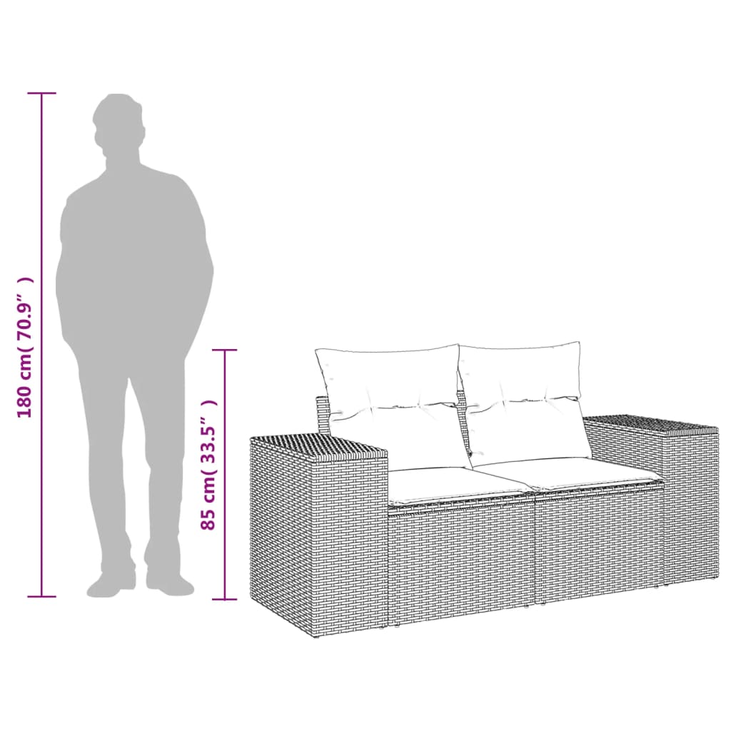 Tuinbank 2-zits met kussens poly rattan grijs is nu te koop bij PeponiXL, paradijselijk wonen!