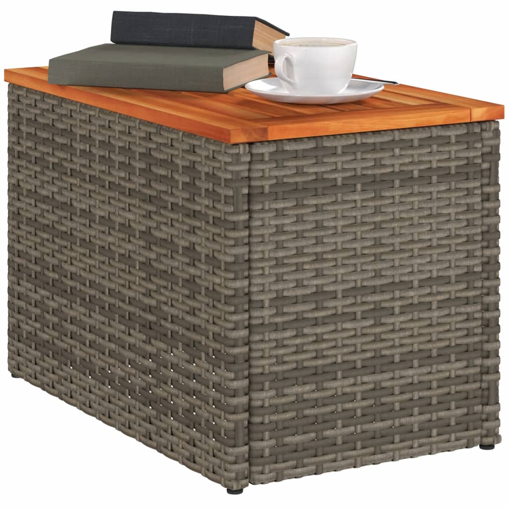 Tuinbijzettafels 2 st 55x34x37 cm poly rattan en hout grijs is nu te koop bij PeponiXL, paradijselijk wonen!
