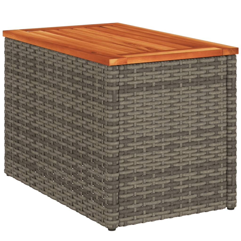 Tuinbijzettafels 2 st 55x34x37 cm poly rattan en hout grijs is nu te koop bij PeponiXL, paradijselijk wonen!