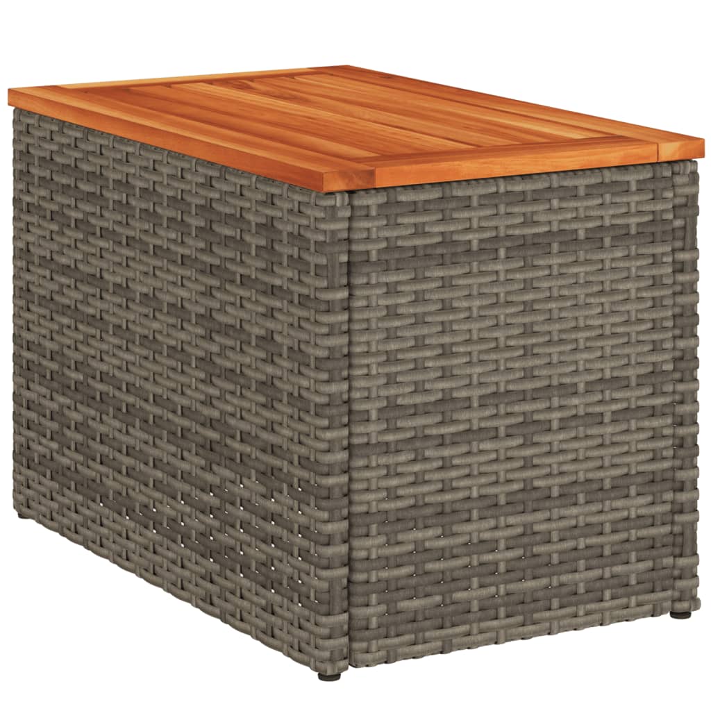 Tuinbijzettafels 2 st 55x34x37 cm poly rattan en hout grijs is nu te koop bij PeponiXL, paradijselijk wonen!