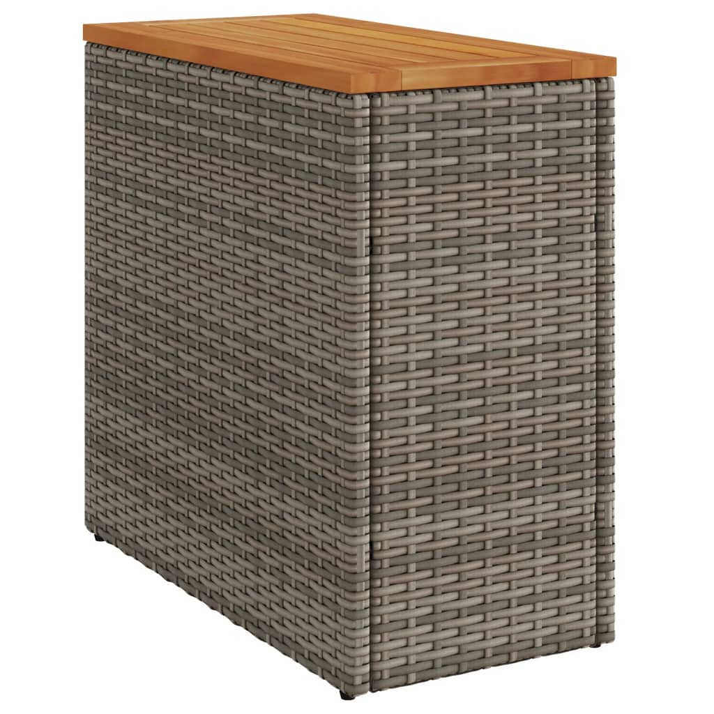 Tuinbijzettafel met houten blad 58x27,5x55 cm poly rattan grijs is nu te koop bij PeponiXL, paradijselijk wonen!
