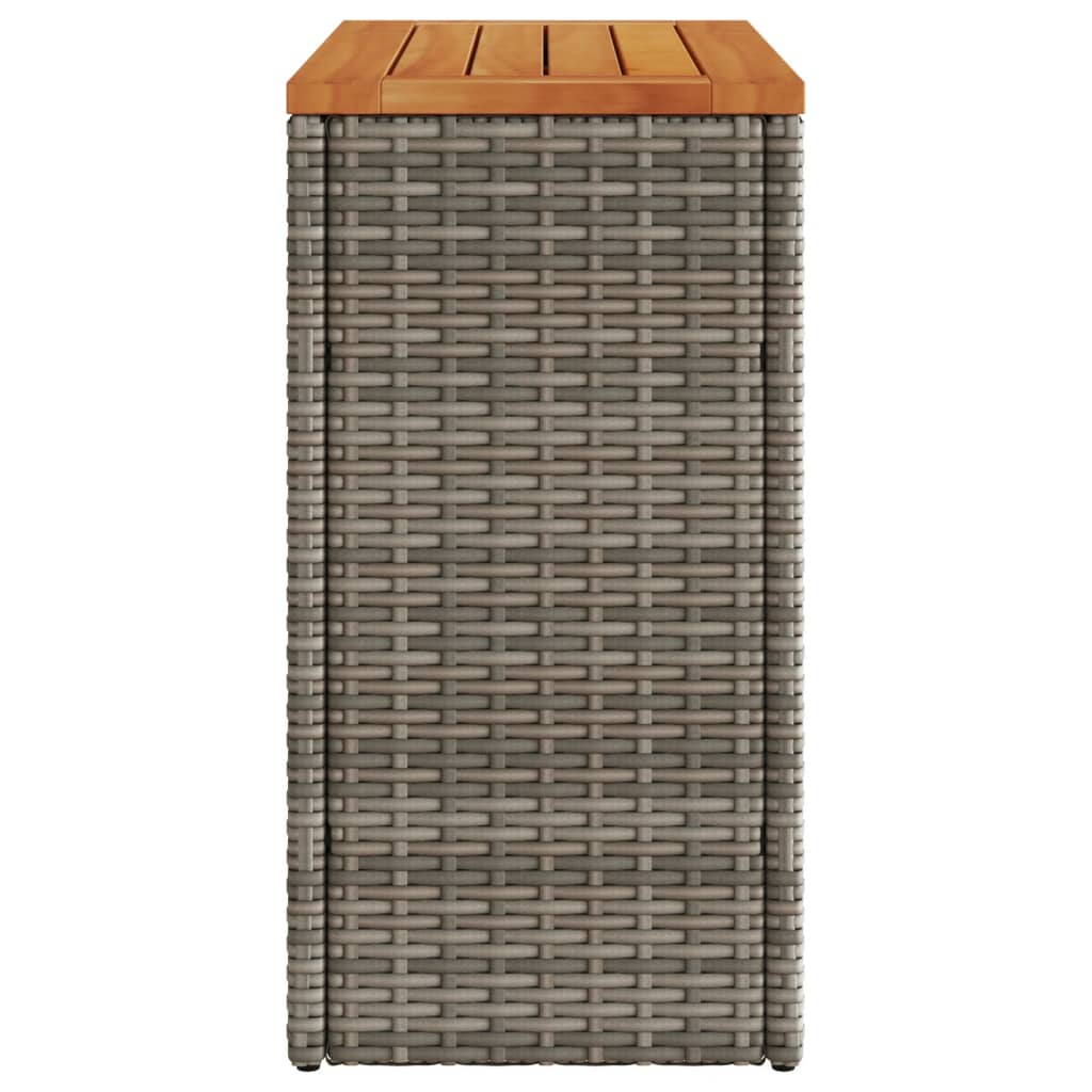 Tuinbijzettafel met houten blad 58x27,5x55 cm poly rattan grijs is nu te koop bij PeponiXL, paradijselijk wonen!