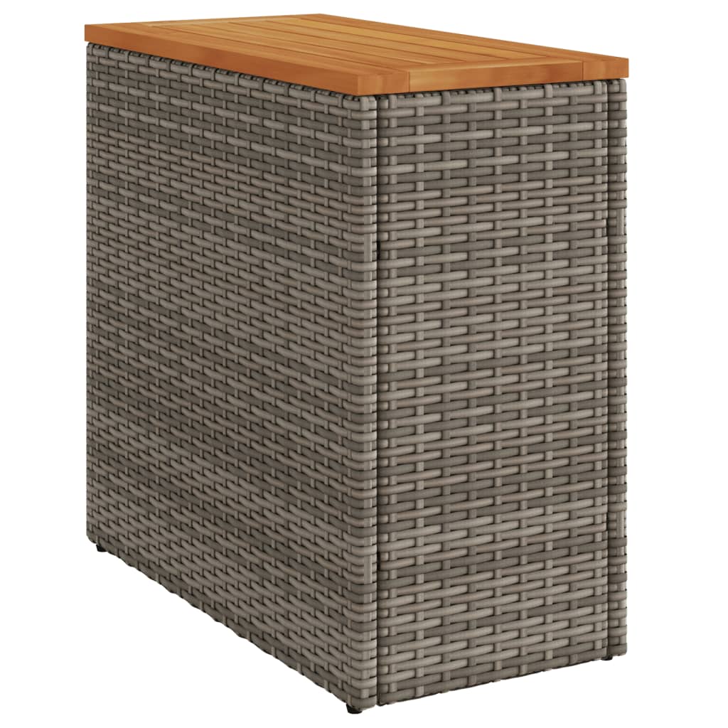 Tuinbijzettafel met houten blad 58x27,5x55 cm poly rattan grijs is nu te koop bij PeponiXL, paradijselijk wonen!
