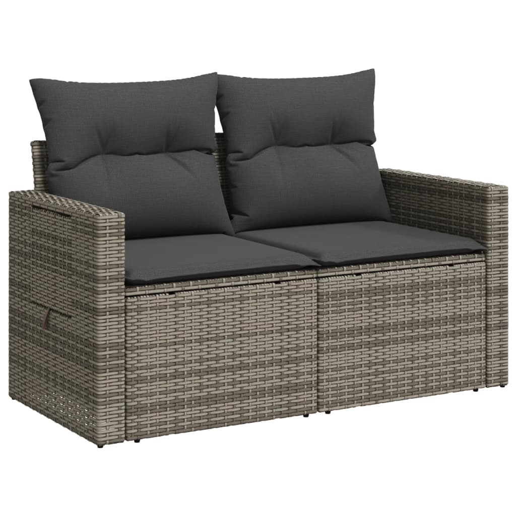 Tuinbank 2-zits met kussens poly rattan grijs is nu te koop bij PeponiXL, paradijselijk wonen!