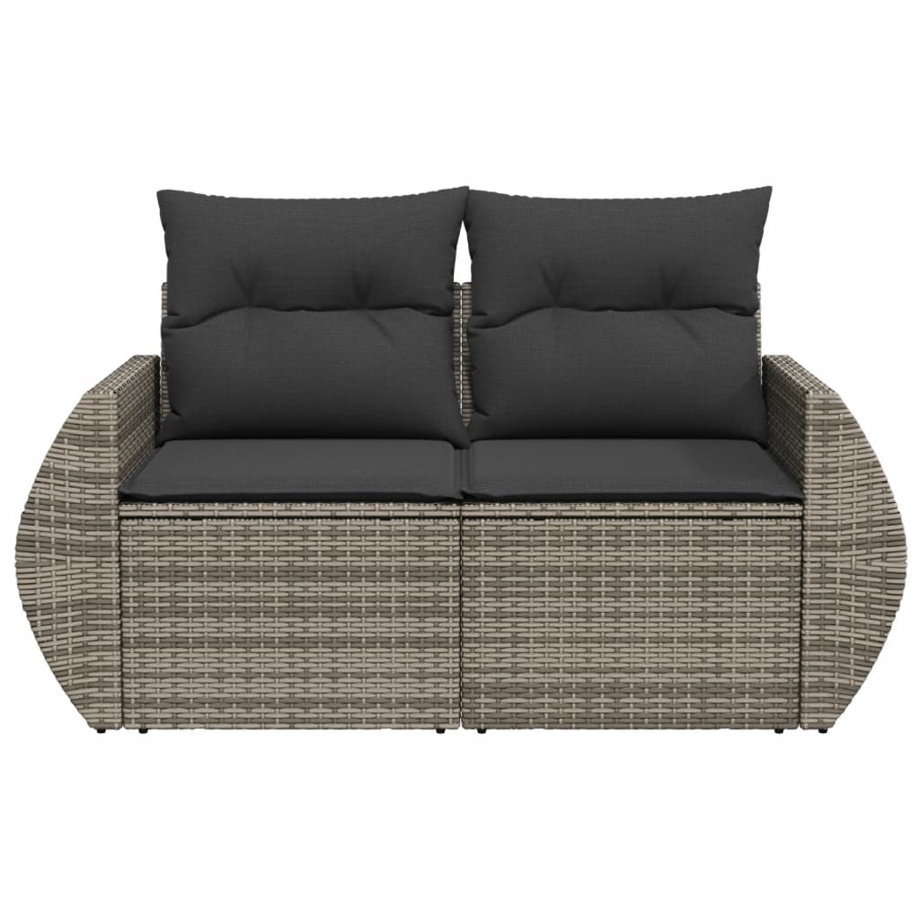 Tuinbank 2-zits met kussens poly rattan grijs is nu te koop bij PeponiXL, paradijselijk wonen!