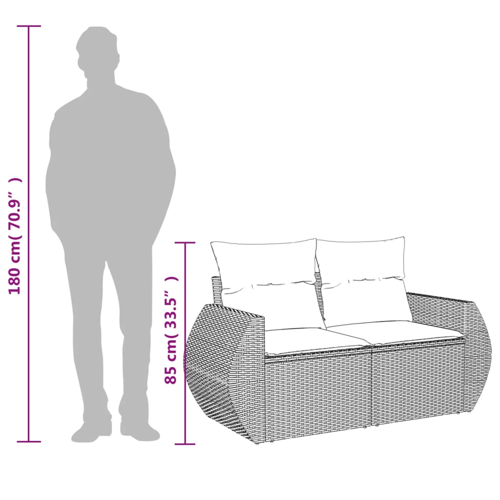 Tuinbank 2-zits met kussens poly rattan grijs is nu te koop bij PeponiXL, paradijselijk wonen!