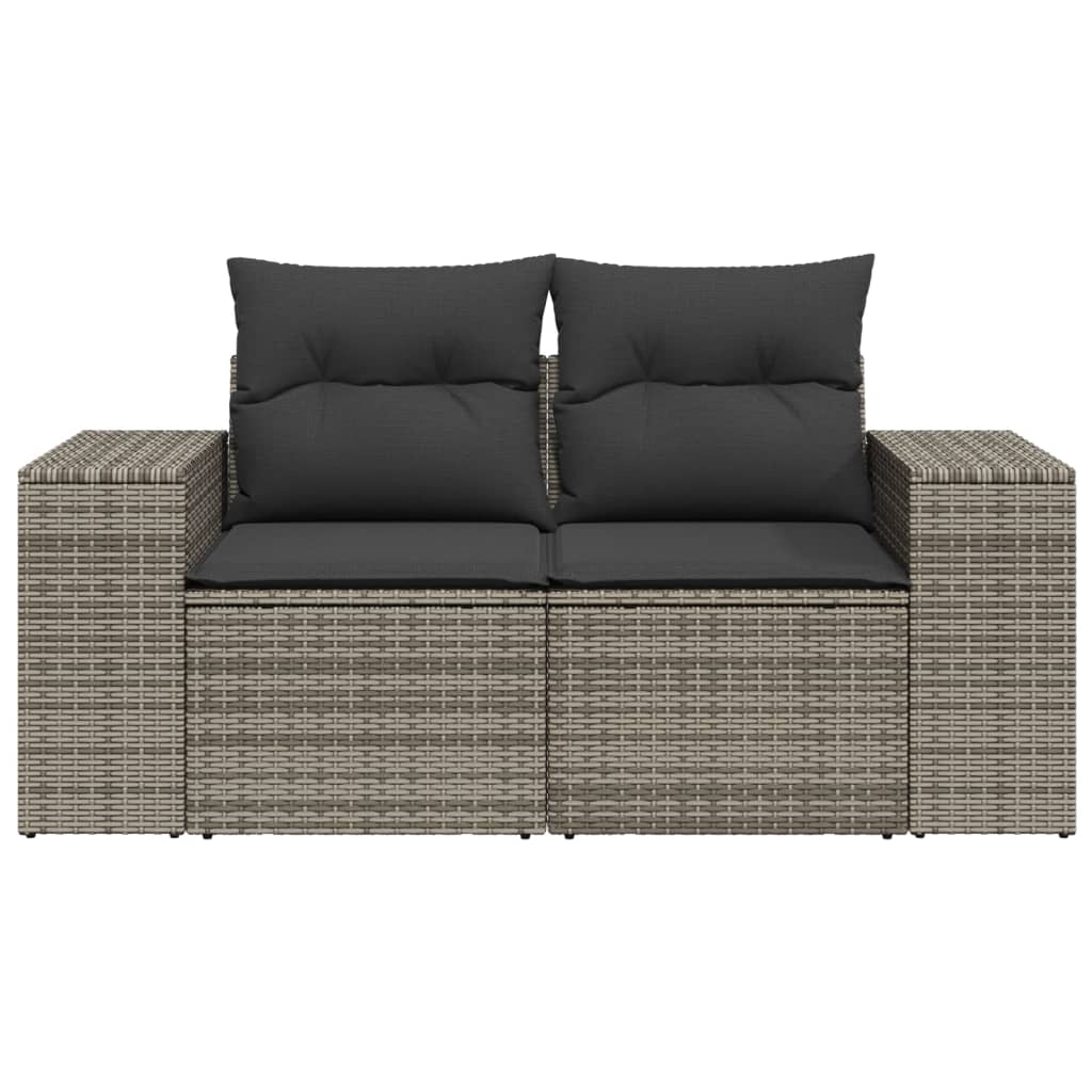 Tuinbank 2-zits met kussens poly rattan grijs is nu te koop bij PeponiXL, paradijselijk wonen!