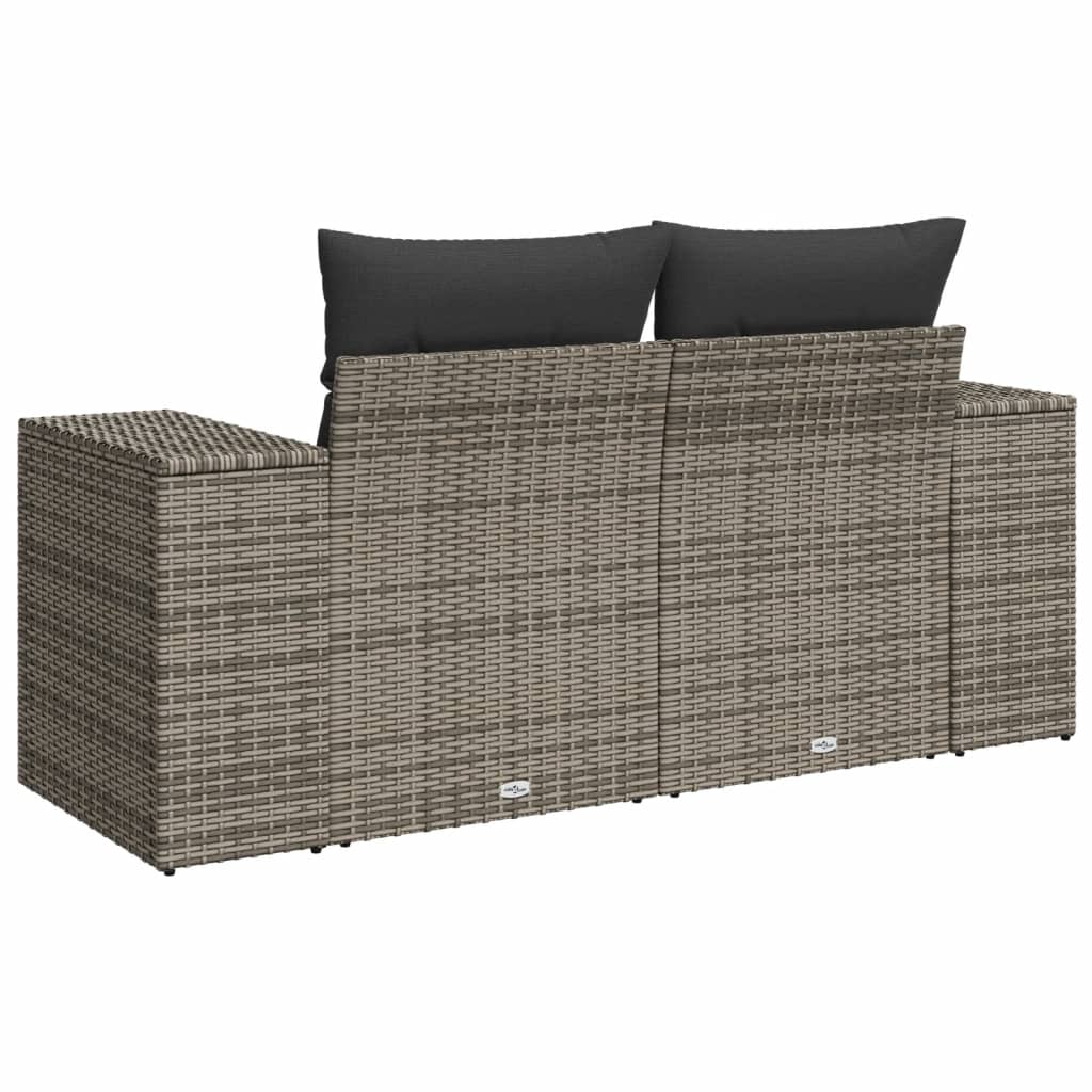 Tuinbank 2-zits met kussens poly rattan grijs is nu te koop bij PeponiXL, paradijselijk wonen!