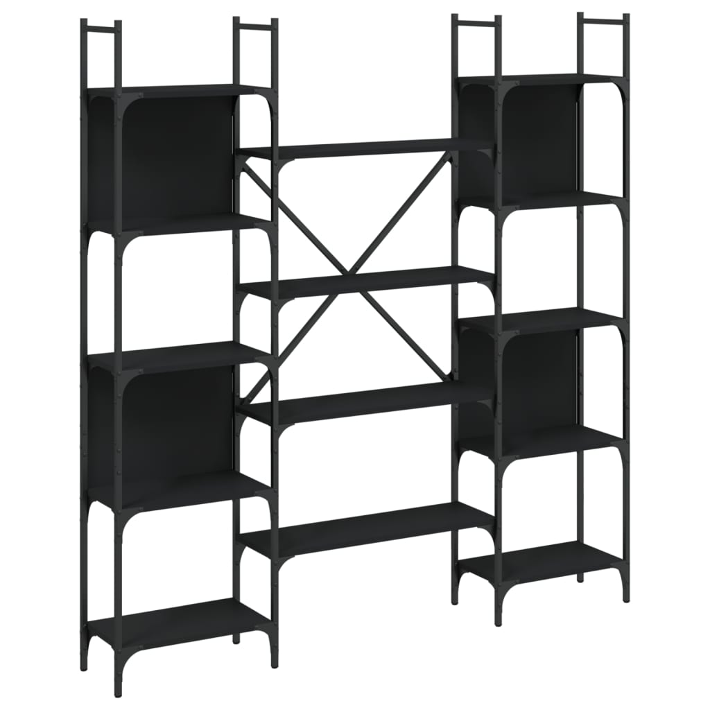 Boekenkast 155,5x24x166,5 cm bewerkt hout zwart is nu te koop bij PeponiXL, paradijselijk wonen!