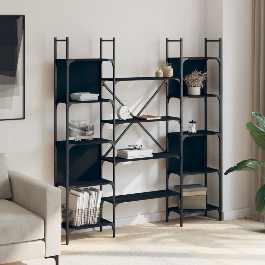 Boekenkast 155,5x24x166,5 cm bewerkt hout zwart is nu te koop bij PeponiXL, paradijselijk wonen!