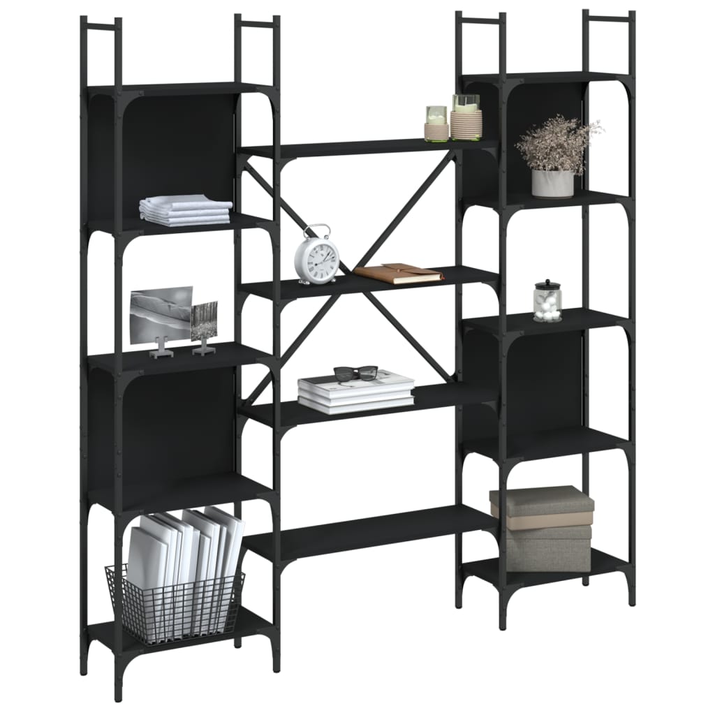Boekenkast 155,5x24x166,5 cm bewerkt hout zwart is nu te koop bij PeponiXL, paradijselijk wonen!