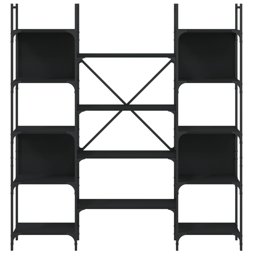 Boekenkast 155,5x24x166,5 cm bewerkt hout zwart is nu te koop bij PeponiXL, paradijselijk wonen!