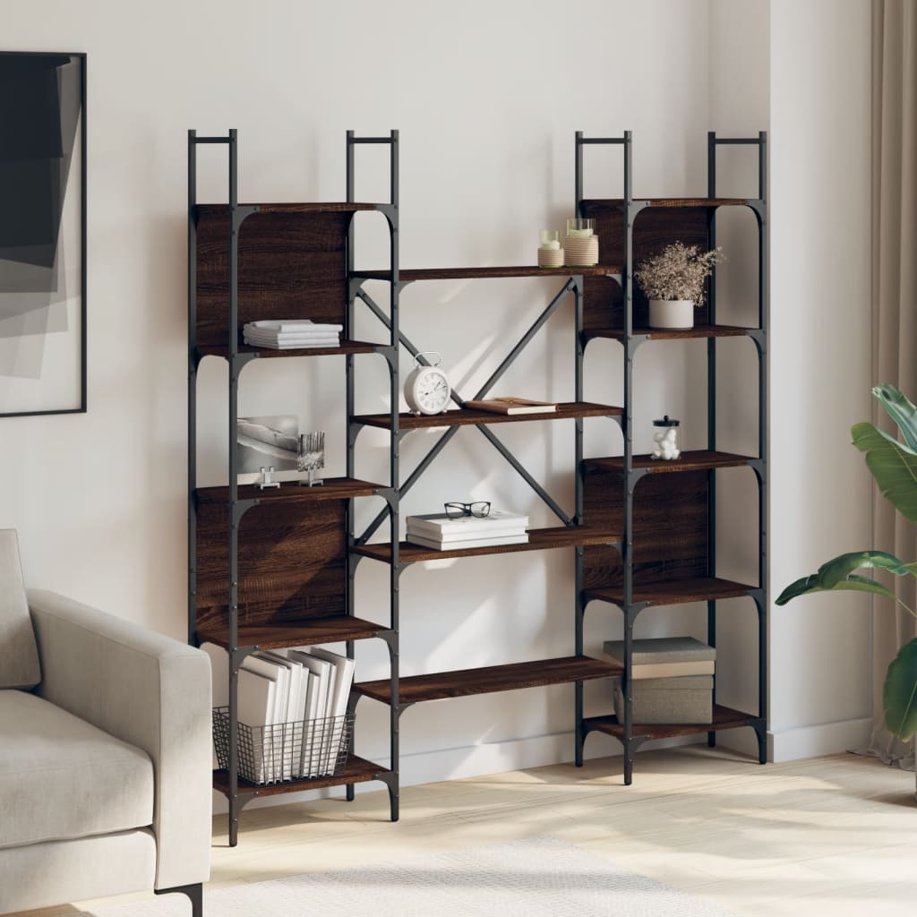 Boekenkast 155,5x24x166,5 cm bewerkt hout bruin eikenkleur is nu te koop bij PeponiXL, paradijselijk wonen!
