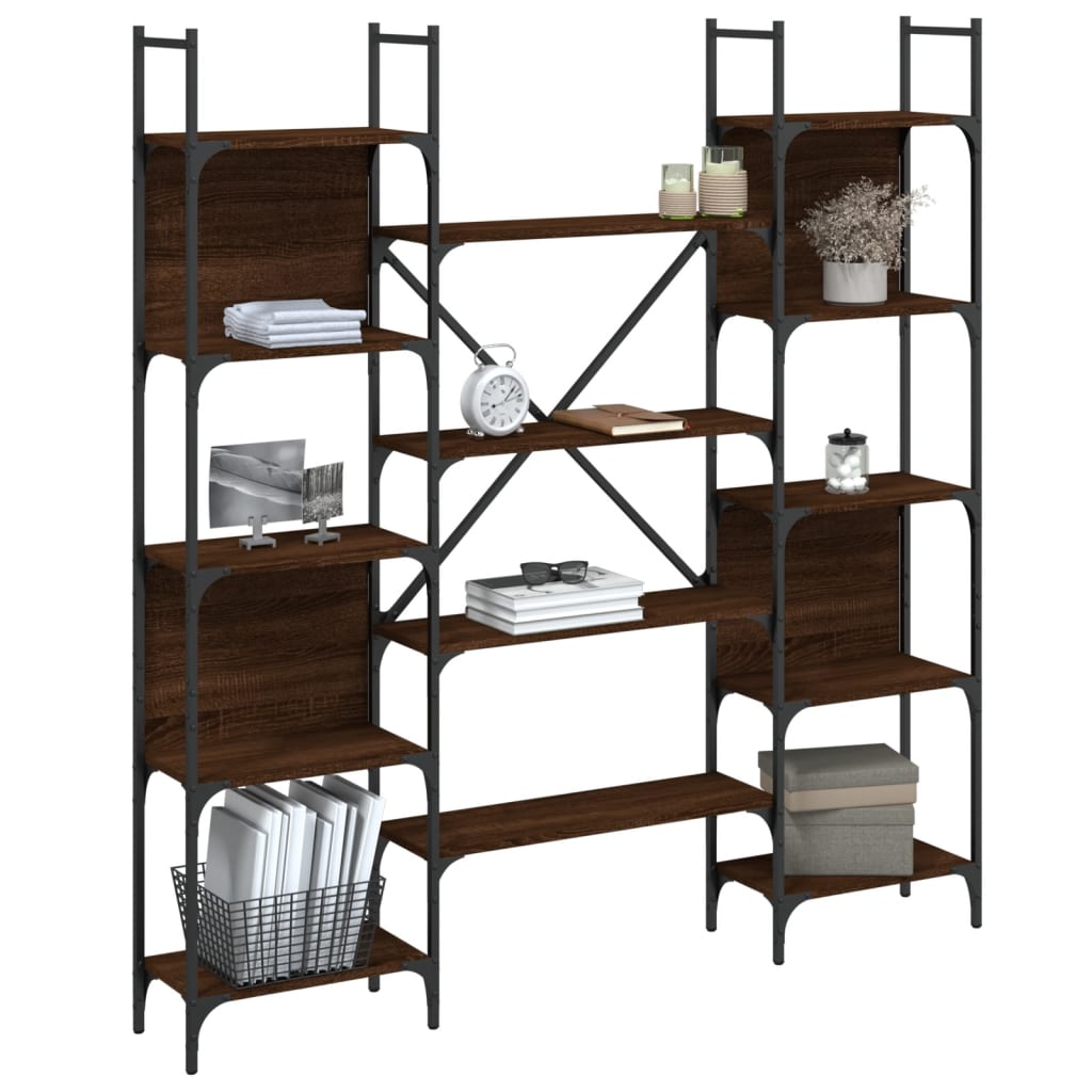 Boekenkast 155,5x24x166,5 cm bewerkt hout bruin eikenkleur is nu te koop bij PeponiXL, paradijselijk wonen!