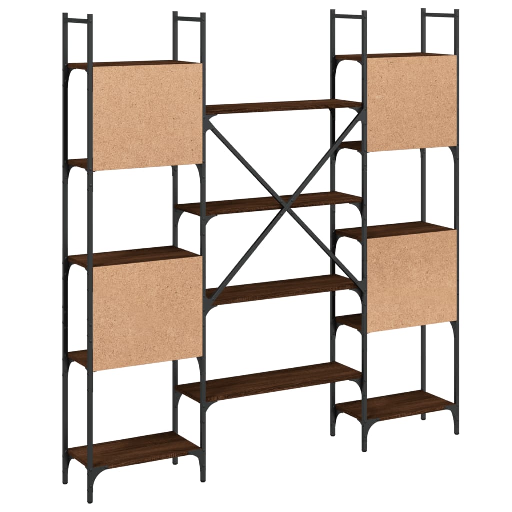 Boekenkast 155,5x24x166,5 cm bewerkt hout bruin eikenkleur is nu te koop bij PeponiXL, paradijselijk wonen!