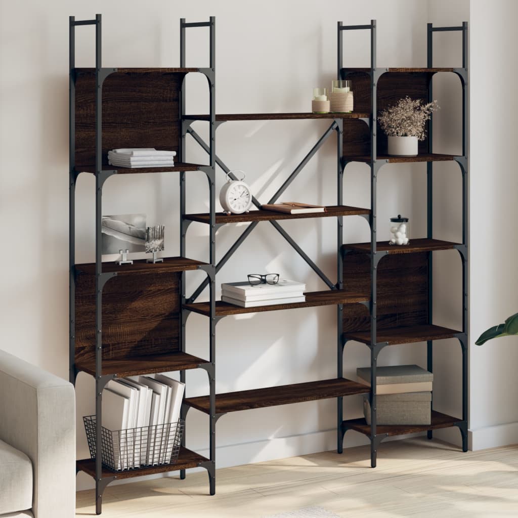 Boekenkast 155,5x24x166,5 cm bewerkt hout bruin eikenkleur is nu te koop bij PeponiXL, paradijselijk wonen!