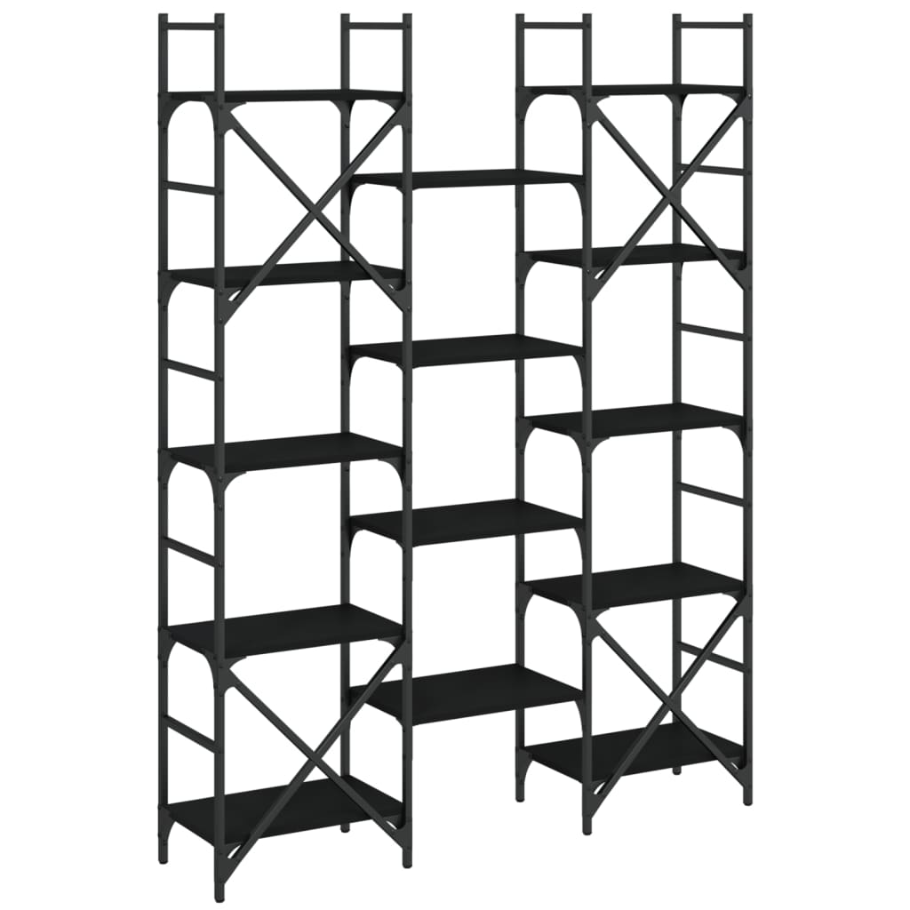 Boekenkast 127,5x28,5x172,5 cm bewerkt hout zwart is nu te koop bij PeponiXL, paradijselijk wonen!