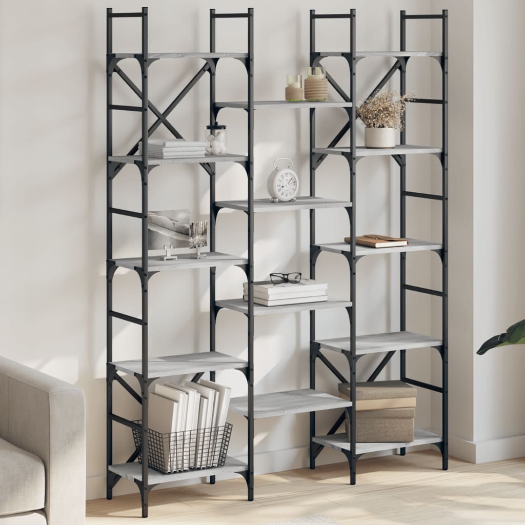 Boekenkast 127,5x28,5x172,5 cm bewerkt hout grijs sonoma eiken is nu te koop bij PeponiXL, paradijselijk wonen!