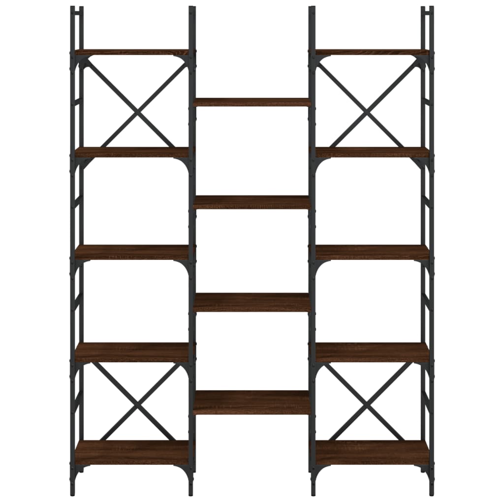 Boekenkast 127,5x28,5x172,5 cm bewerkt hout bruin eikenkleur is nu te koop bij PeponiXL, paradijselijk wonen!