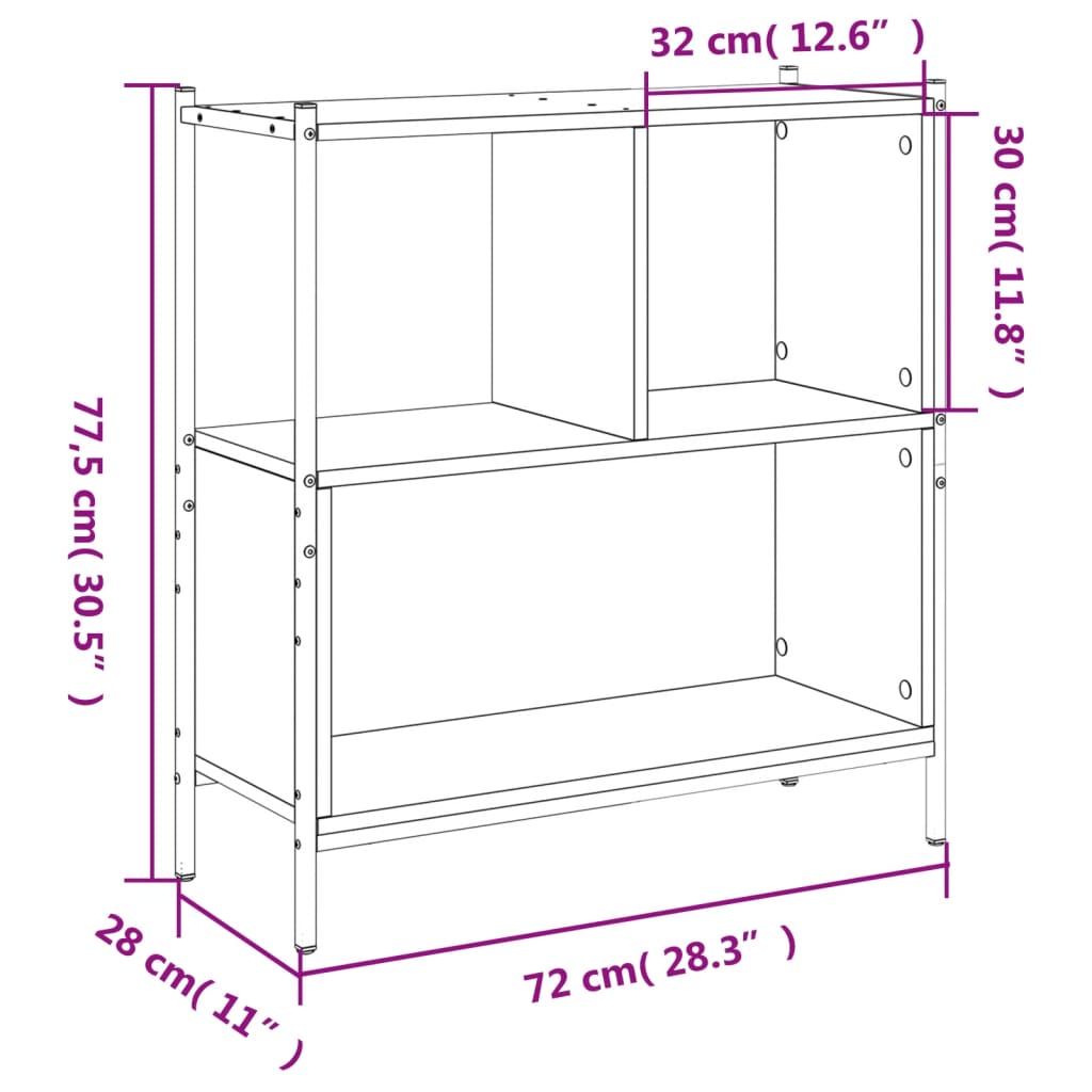 Boekenkast 72x28x77,5 cm bewerkt hout gerookt eikenkleurig is nu te koop bij PeponiXL, paradijselijk wonen!