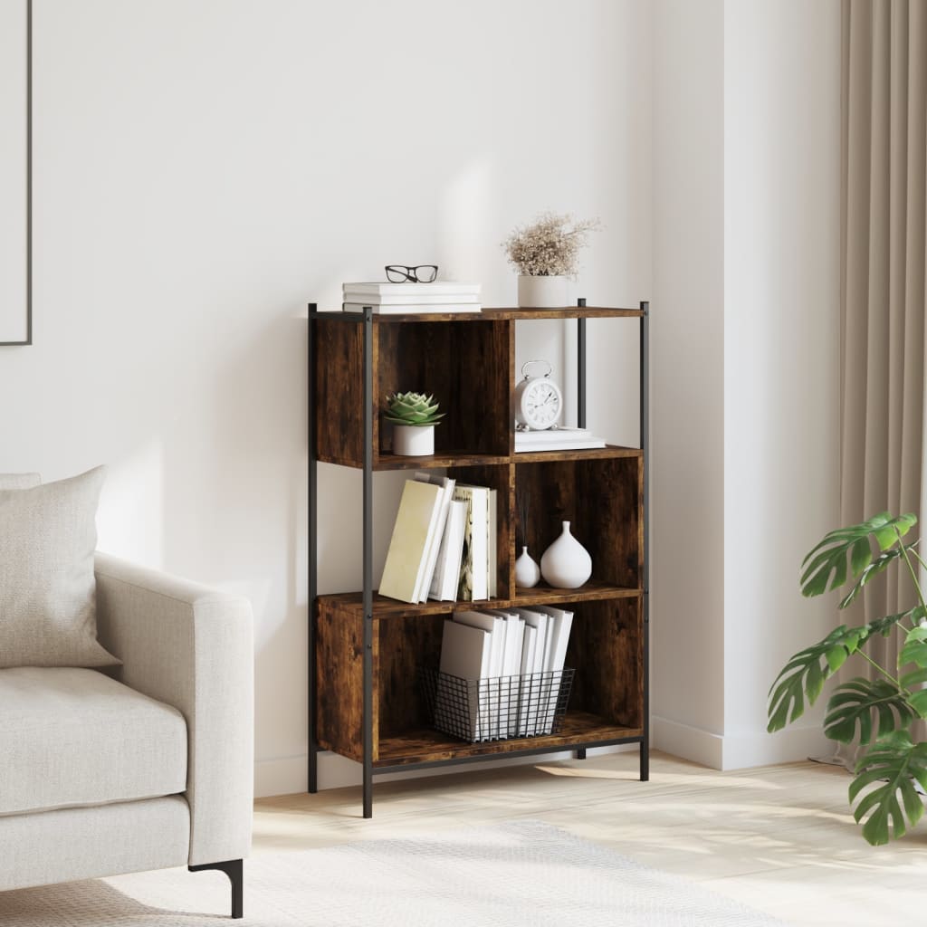 Boekenkast 72x28x109 cm bewerkt hout gerookt eikenkleurig is nu te koop bij PeponiXL, paradijselijk wonen!