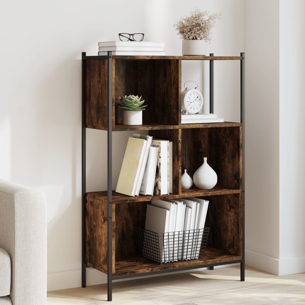 Boekenkast 72x28x109 cm bewerkt hout gerookt eikenkleurig is nu te koop bij PeponiXL, paradijselijk wonen!