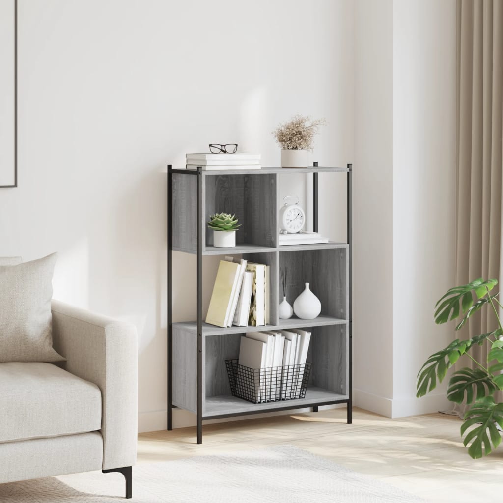 Boekenkast 72x28x109 cm bewerkt hout grijs sonoma eikenkleurig is nu te koop bij PeponiXL, paradijselijk wonen!