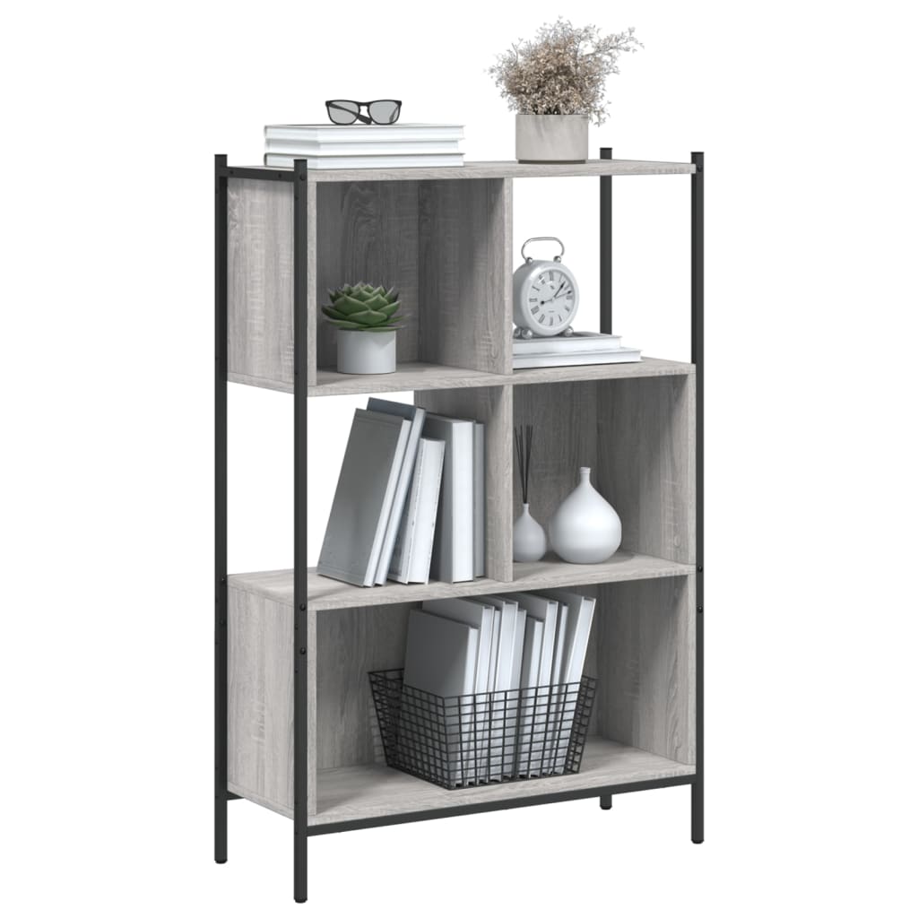 Boekenkast 72x28x109 cm bewerkt hout grijs sonoma eikenkleurig is nu te koop bij PeponiXL, paradijselijk wonen!