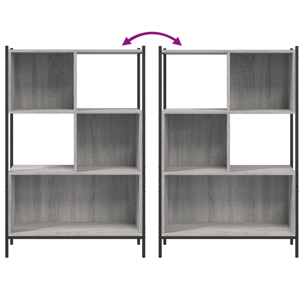 Boekenkast 72x28x109 cm bewerkt hout grijs sonoma eikenkleurig is nu te koop bij PeponiXL, paradijselijk wonen!