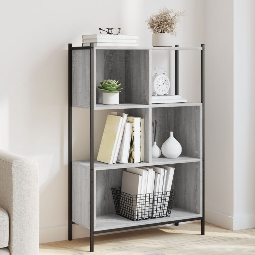 Boekenkast 72x28x109 cm bewerkt hout grijs sonoma eikenkleurig is nu te koop bij PeponiXL, paradijselijk wonen!