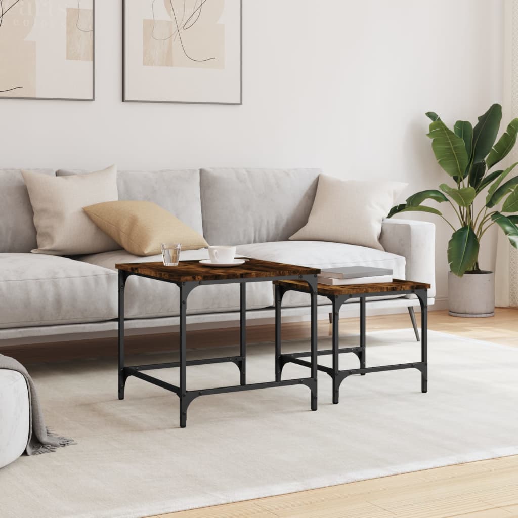 2-delige Tafeltjesset bewerkt hout gerookt eikenkleurig is nu te koop bij PeponiXL, paradijselijk wonen!