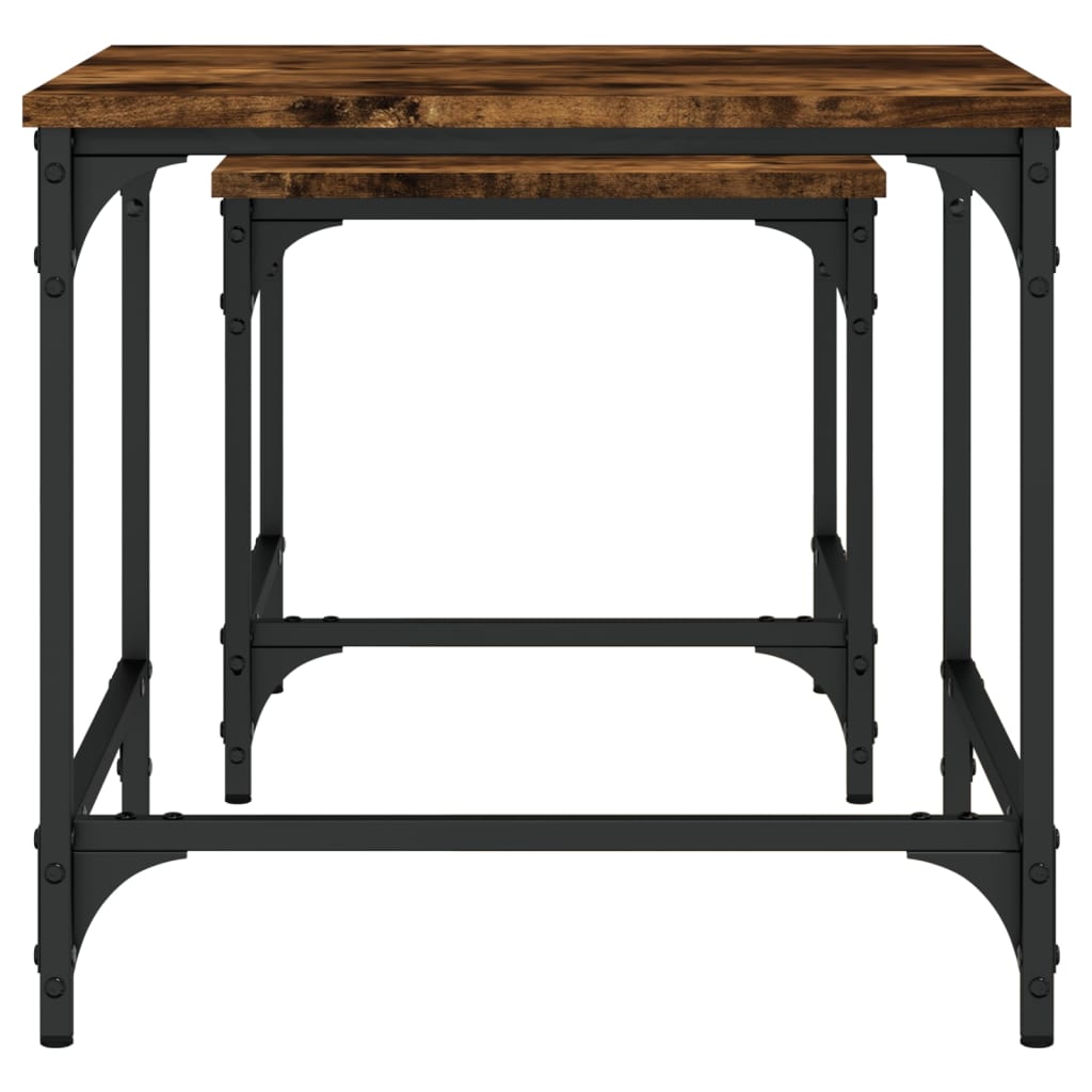 2-delige Tafeltjesset bewerkt hout gerookt eikenkleurig is nu te koop bij PeponiXL, paradijselijk wonen!