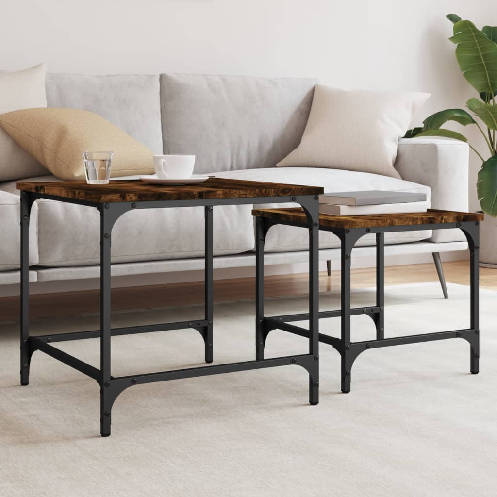 2-delige Tafeltjesset bewerkt hout gerookt eikenkleurig is nu te koop bij PeponiXL, paradijselijk wonen!