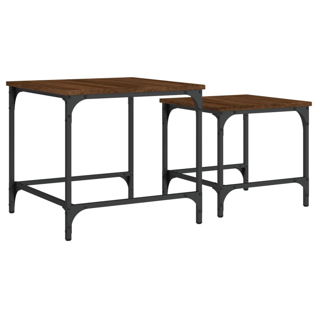 2-delige Tafeltjesset bewerkt hout bruin eikenkleur is nu te koop bij PeponiXL, paradijselijk wonen!