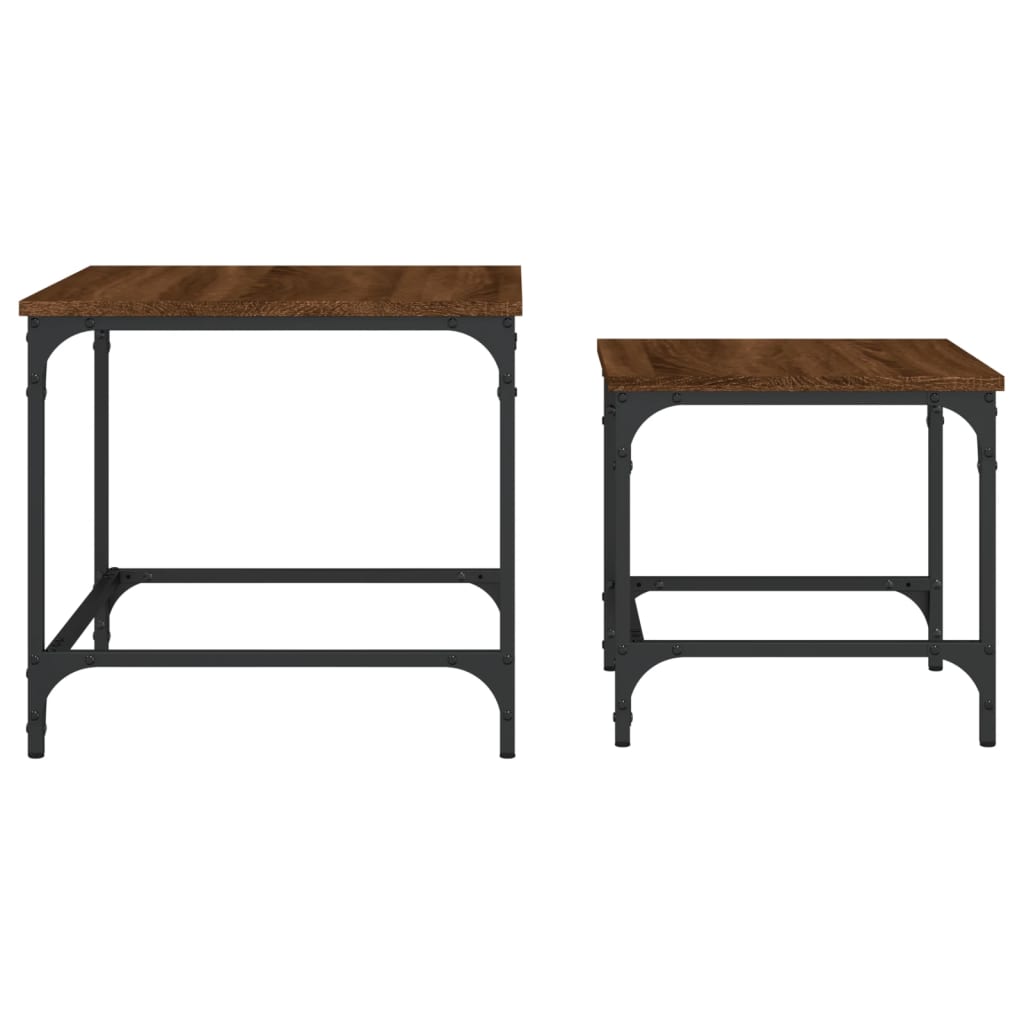 2-delige Tafeltjesset bewerkt hout bruin eikenkleur is nu te koop bij PeponiXL, paradijselijk wonen!