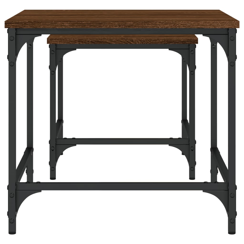 2-delige Tafeltjesset bewerkt hout bruin eikenkleur is nu te koop bij PeponiXL, paradijselijk wonen!